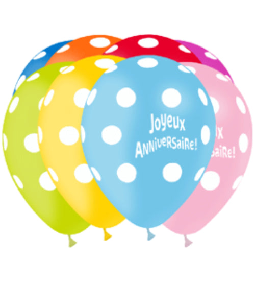 Ballon latex 28 cm imprimé JOYEUX ANNIVERSAIRE - anniversaire - La Trappe à Ballons
