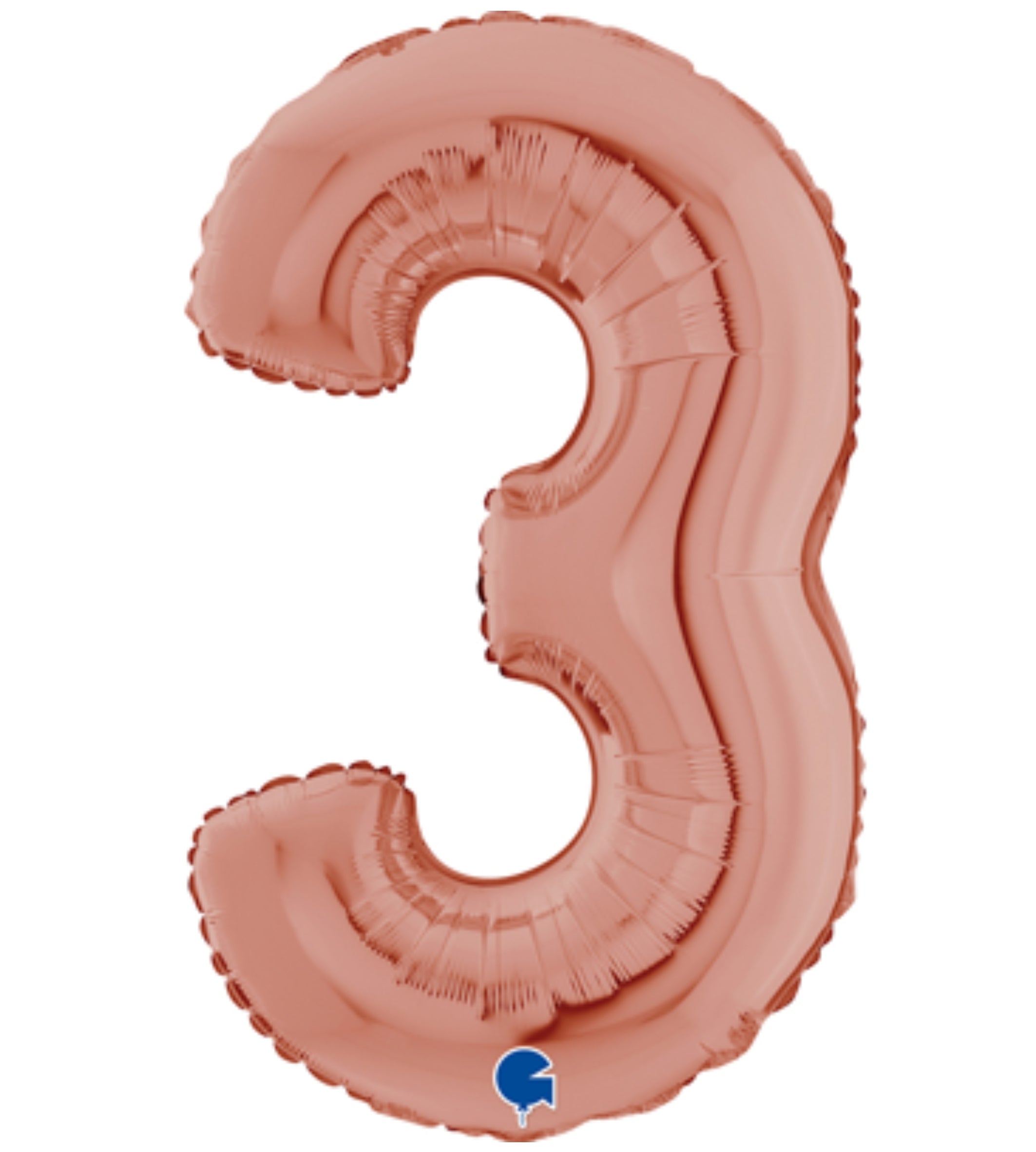 Ballon chiffre 3  en aluminium 30 cm - Rose gold - anniversaire - La Trappe à Ballons
